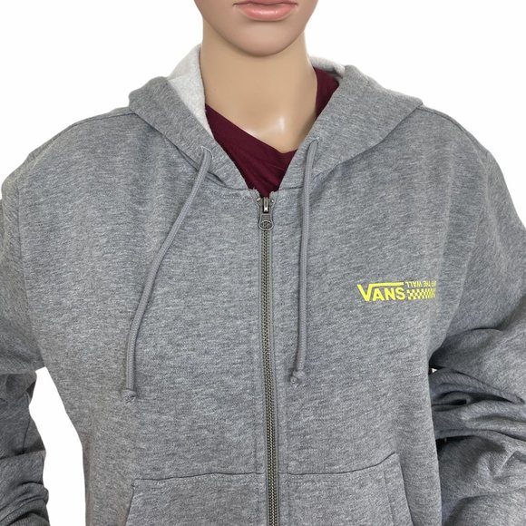 VANS 🔥SALE!🔥 Off The Wall Top Zip Hoodie Women Size XS Grey Yellow VN0A4DRAGRH - Picture 3 of 8